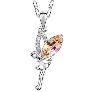 NIP Angel / Fairy Austrian Crystal Rhinestone Pendant Necklace Lemon Cit…